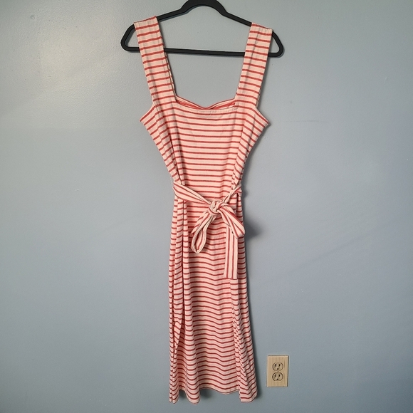 Rails Women's Size L Taylin Knit Tank Ivory Peony Pink Scoop Neck Stripe Dress - Picture 2 of 7